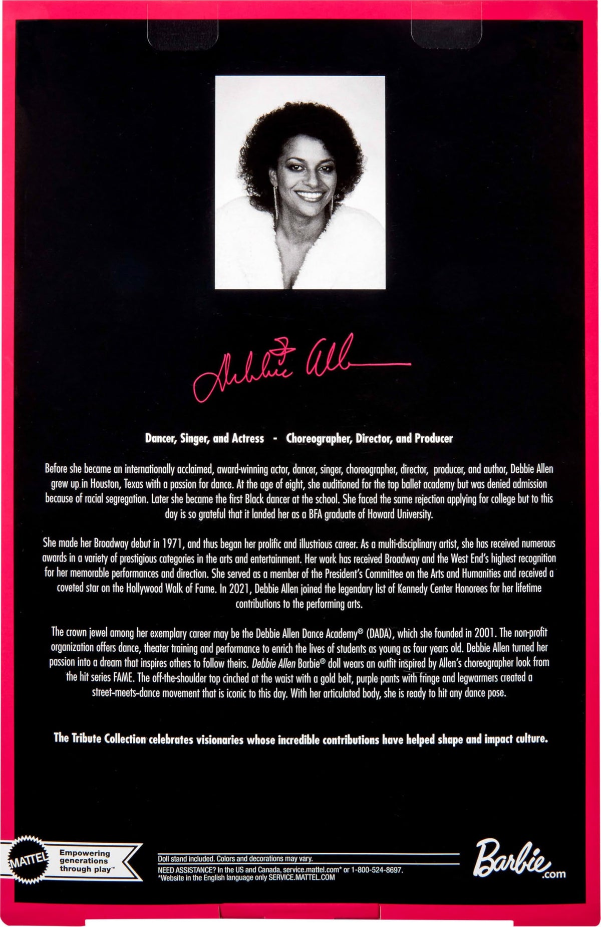 Barbie Debbie Allen Certificate of Authenticity enhances the collection