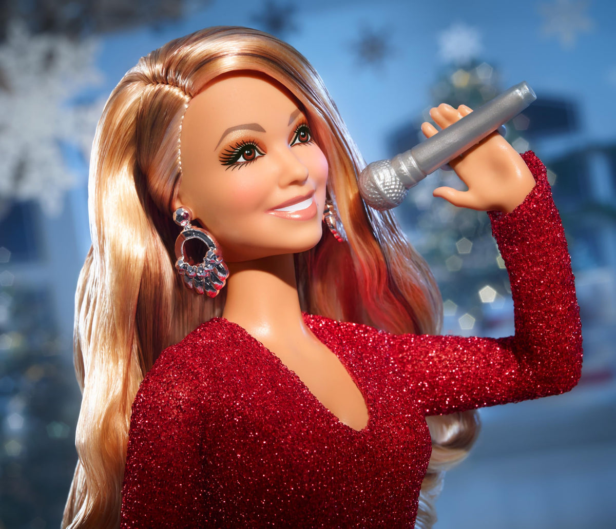 Barbie Signature Mariah Carey doll wearing red heels for stylish seasonal styling.