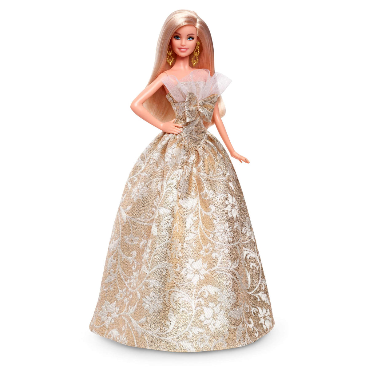 Barbie Signature Doll platinum blonde hair and makeup, a striking centerpiece for photos.