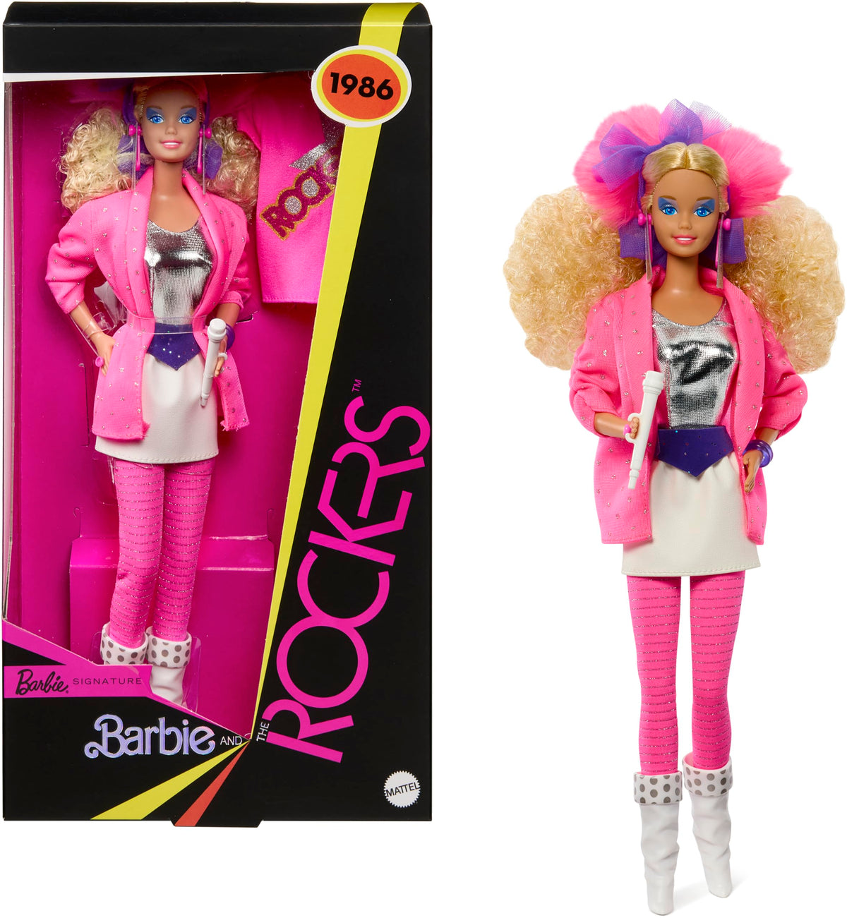 Barbie Signature Rockers doll showcases pink stage wear for a striking display piece.
