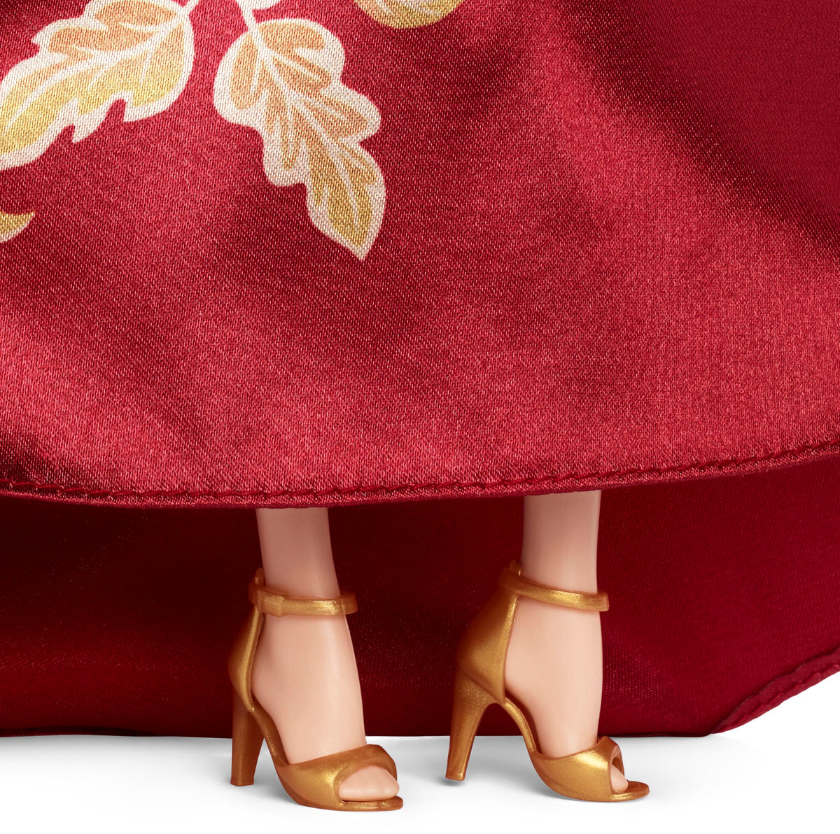 Golden peony earrings complement Barbie Lunar New Year styling