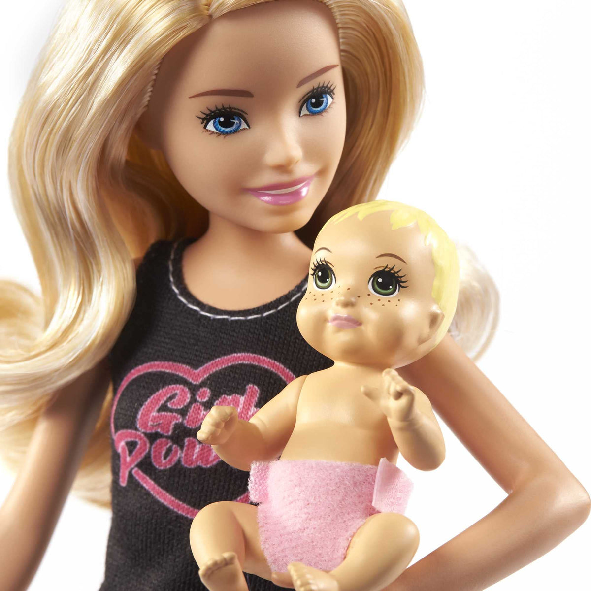 Barbie Skipper Babysitters Inc set includes bottle for nurturing pretend feeding.