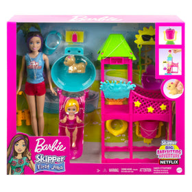 Barbie Skipper star-bridge spins for dynamic play moments