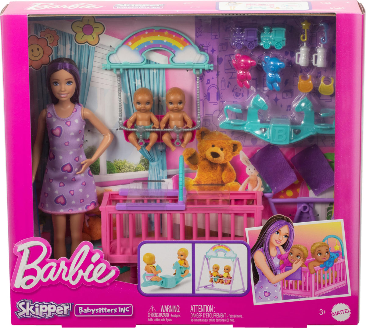 Barbie Skipper nursery set coordinates with teddy bears and trains