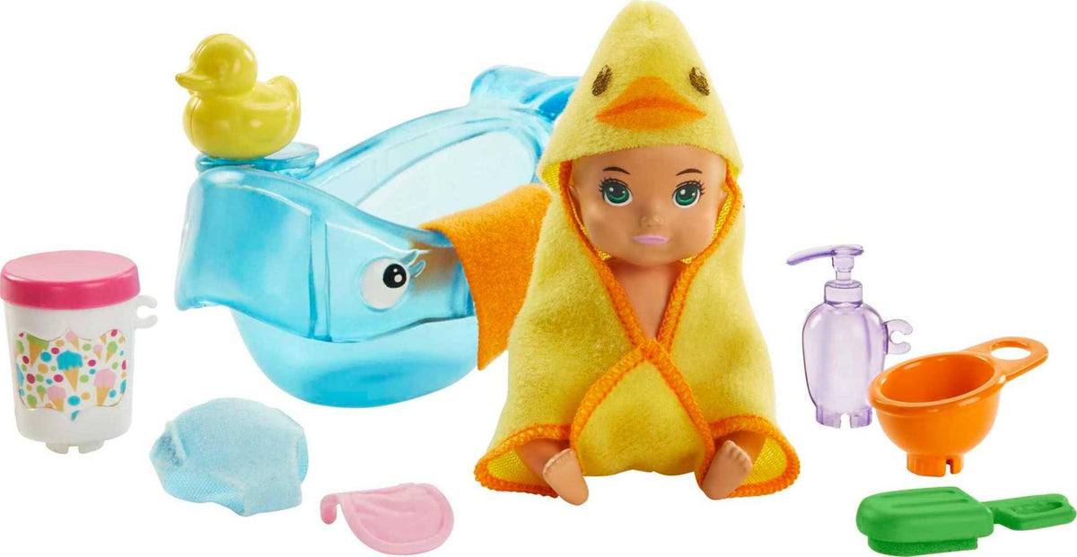Barbie Skippers Babysitters Inc color-change baby doll face reveals clean moments for nurturing play