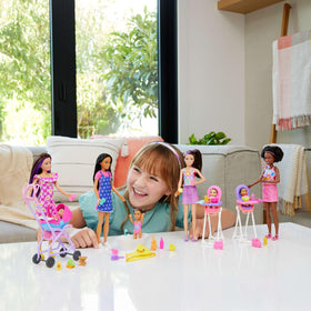 Barbie Skipper brunette toddler with hooded towel sparks cozy bath-time stories.