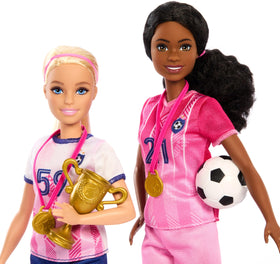 Barbie soccer goal nets set up for drills and matches
