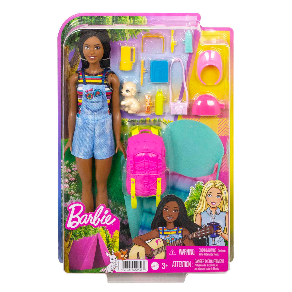 Barbie striped tank top and denim overalls outfit for exploration