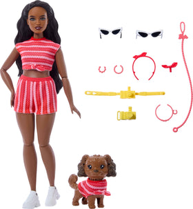 Barbie Twinning Looks wavy black hair offers dynamic styling options.