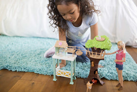 Barbie Vet Doll treehouse and rope bridge for adventurous rescue play