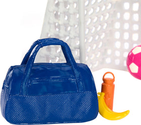 Barbie water bottles, medals, and trophy for celebratory post-game moments