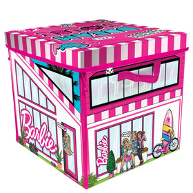 Barbie ZipBin Dream House open shows a two-story play space.