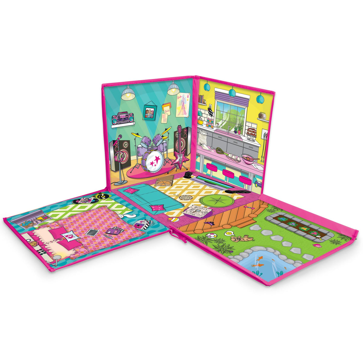 Barbie ZipBin Dream House two-story interior with decorative details.