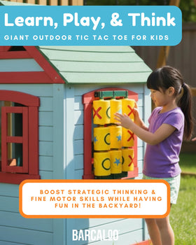 Barcaloo Tic Tac Toe Spinner backyard setup in an outdoor play area