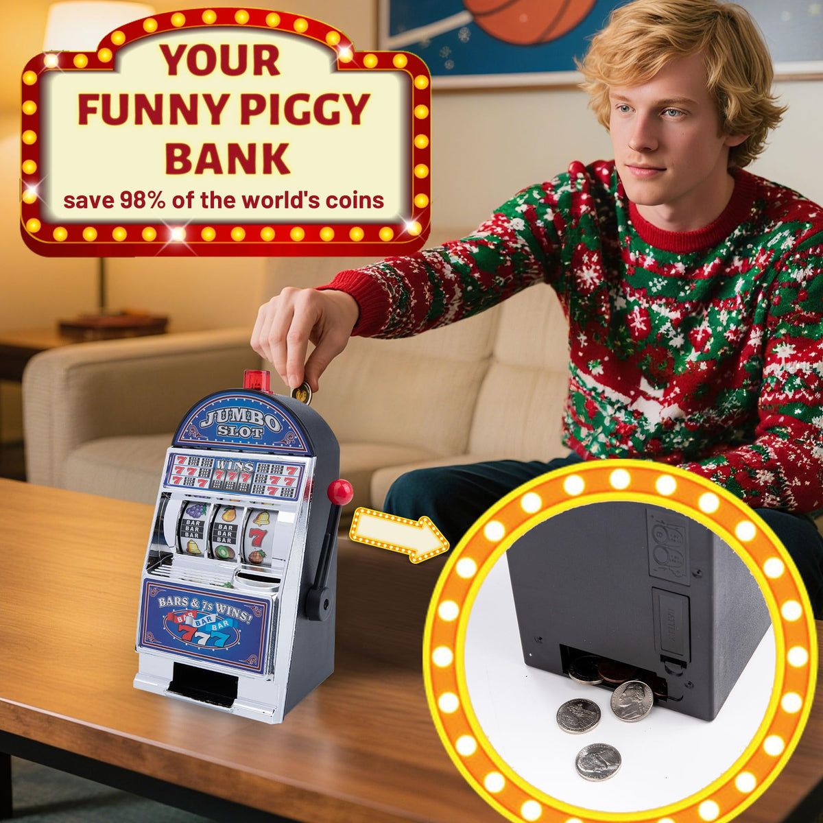 Elegant gift box presentation of the BARGIFTS money bank ready for gifting