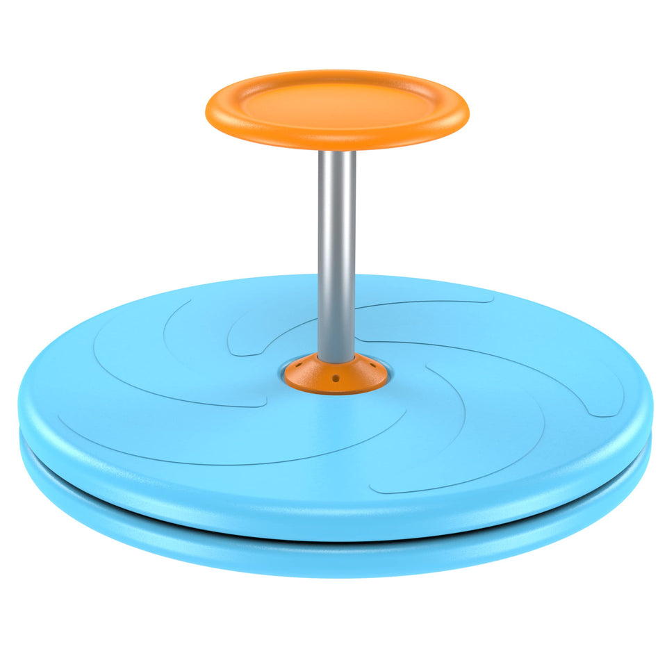 BARNEY KAITE BS Spinner-X seated spinner blue front view for durable indoor play.