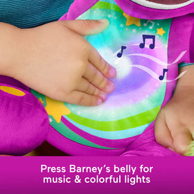 Barney World plush, 11.5 inches tall, ideal for bedtime stories and hugs.