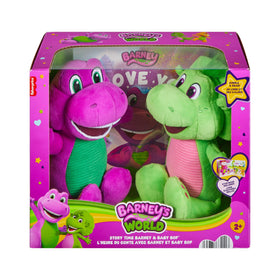 Barney World reading time cue, encourages cozy moments with caregiver.