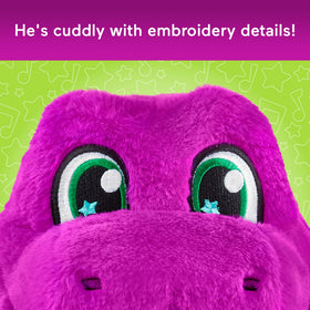 Barney’s World plush close-up showing a friendly face detail.