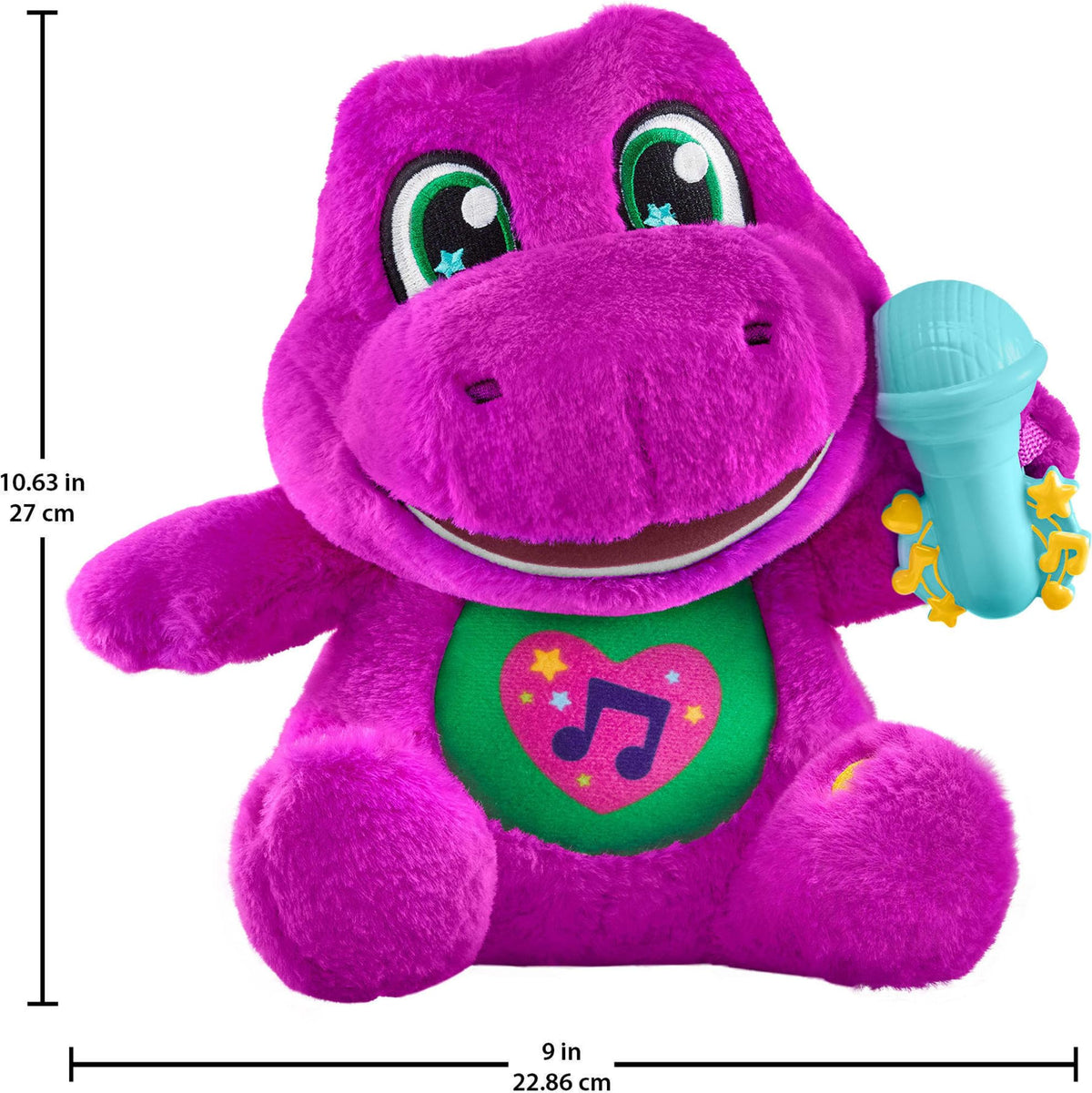 Barney at playtime, illustrating kid-friendly, interactive use.