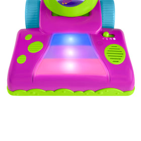 Barneys World toddler clean up vacuum rolling action supports active pretend exploration