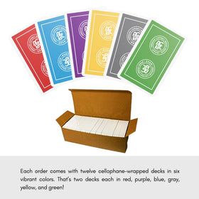 Baron Barclay ACBL playing cards in six bright colors.