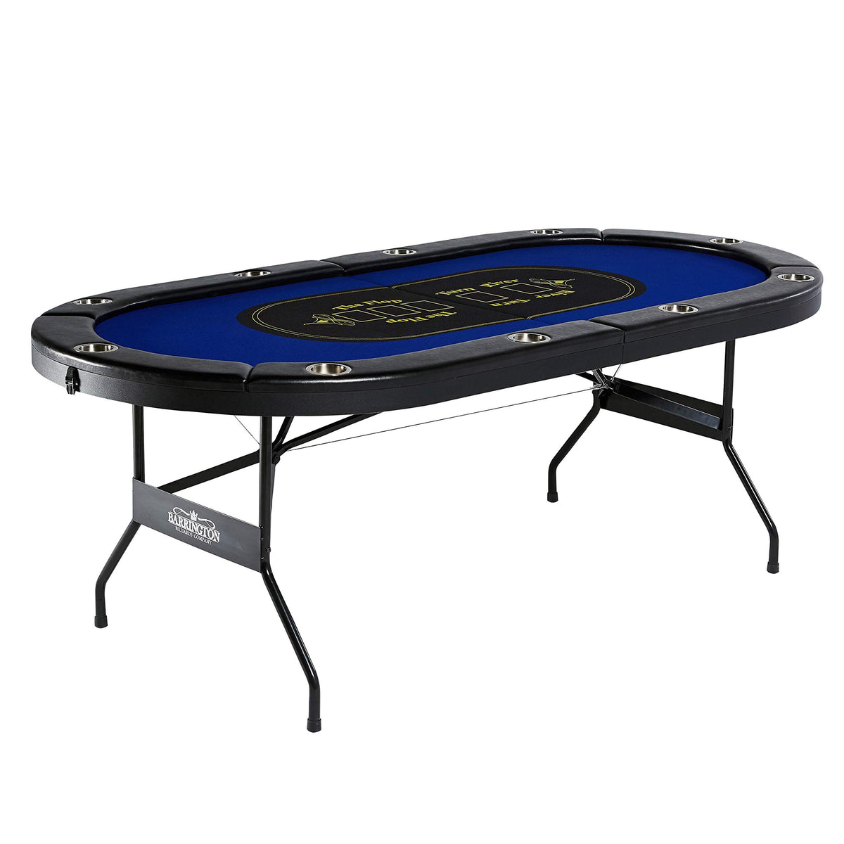 Barrington 10-Player Poker Table with folding legs for easy transport.