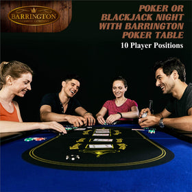 Barrington poker table top felt surface offers smooth card glide.