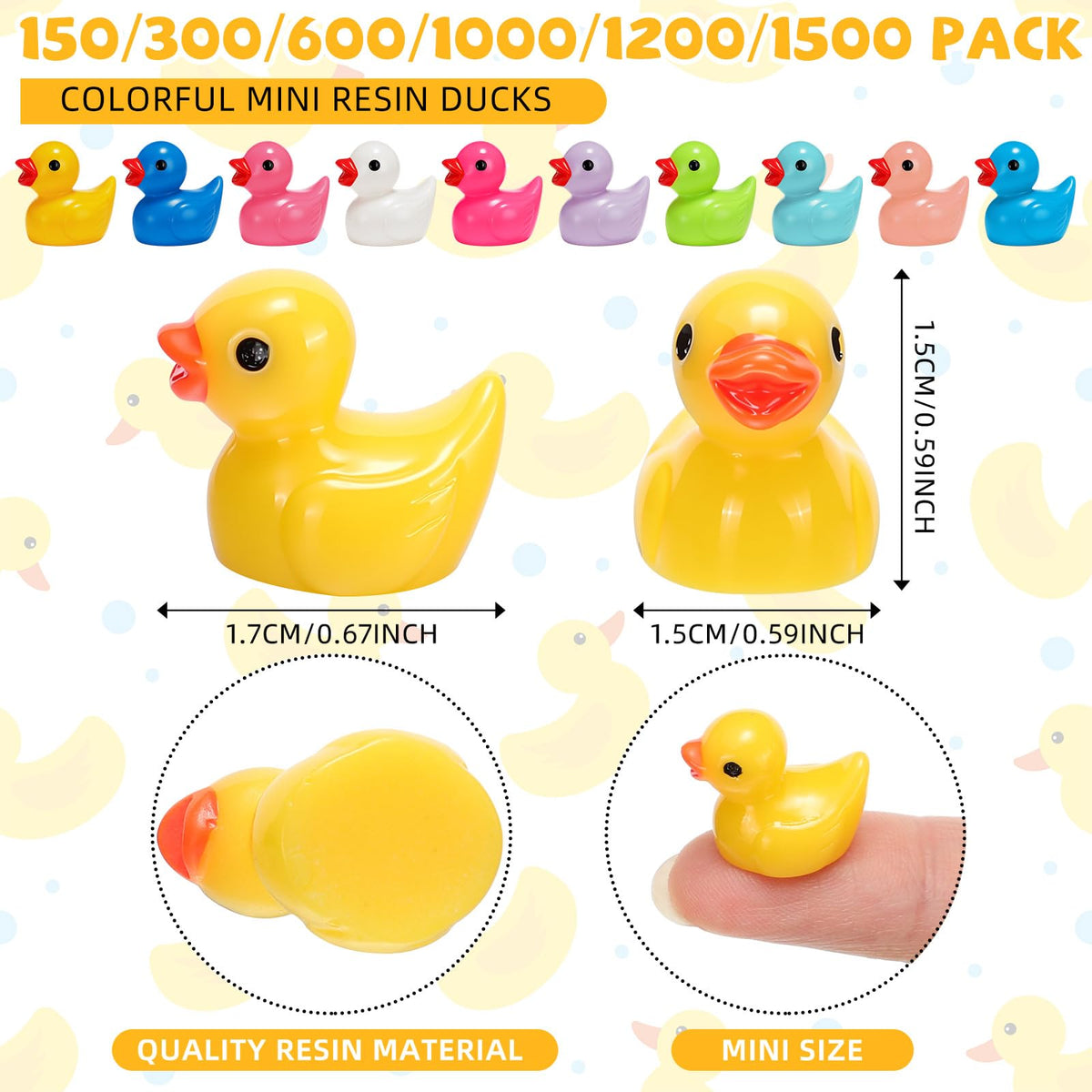 Barydat multicolor mini resin ducks close-up for DIY projects