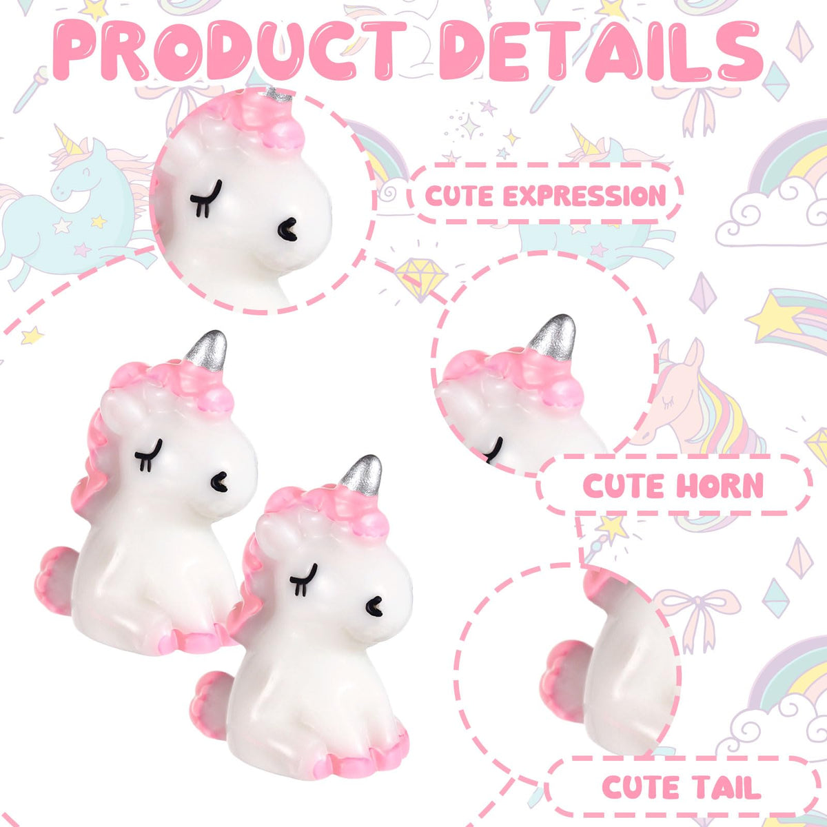 Barydat unicorn miniatures serve as cake toppers for festive desserts.