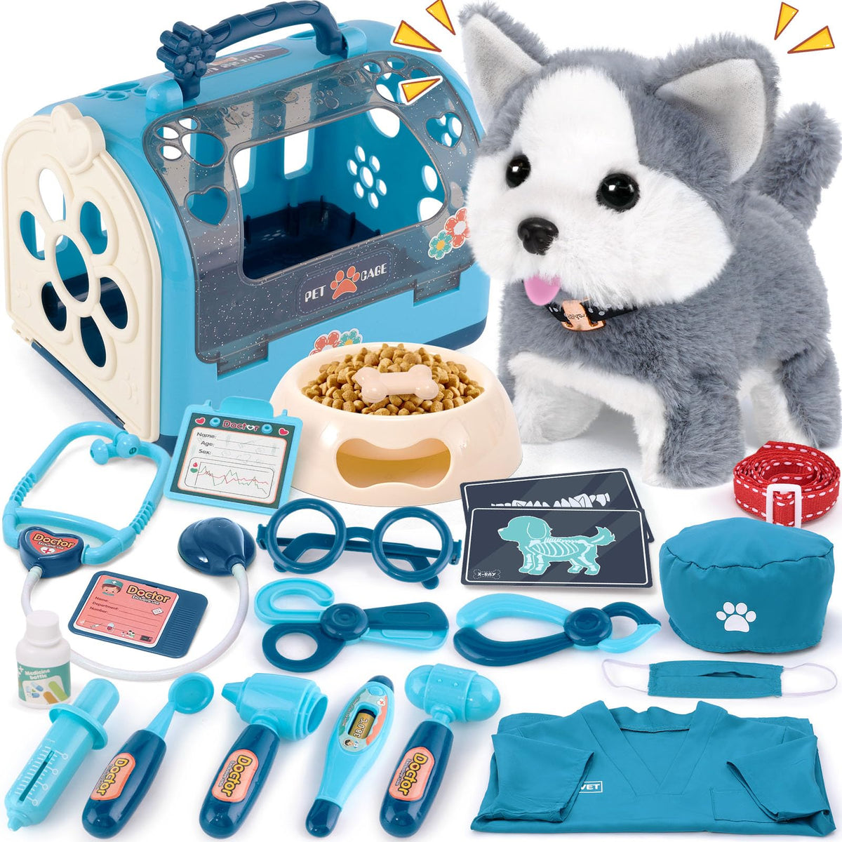 Bascolor Vet Kit plush dog fosters imaginative care role-play
