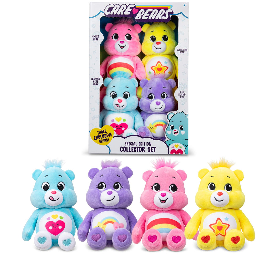 Basic Fun Care Bears Treasure Chest four plush beanies for cuddly play and collection.