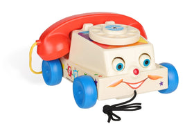 Basic Fun Fisher-Price Chatter Phone dial rings for pretend play and role-play conversations.