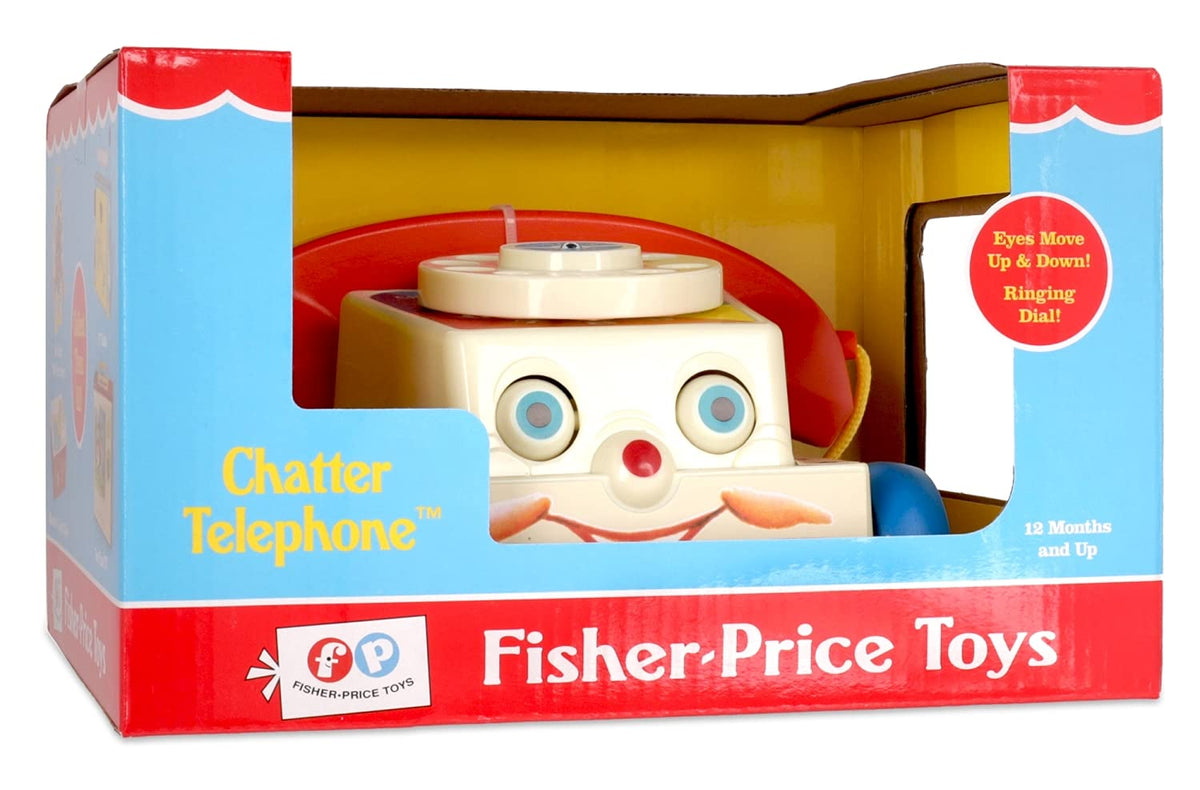 Basic Fun Fisher-Price Chatter Phone roll-along toy encourages movement and play.