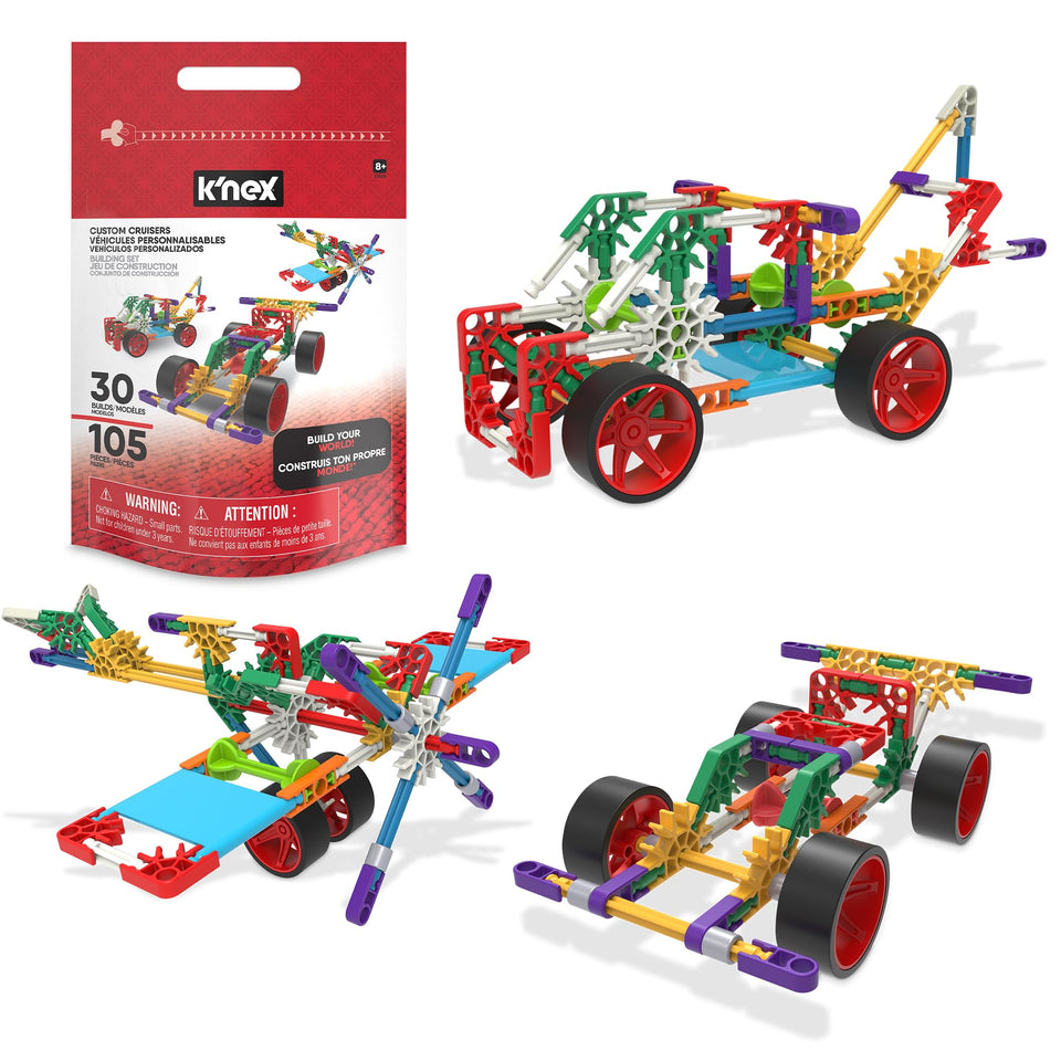 Basic Fun K'NEX Custom Cruisers show 105 pieces for creative construction and play