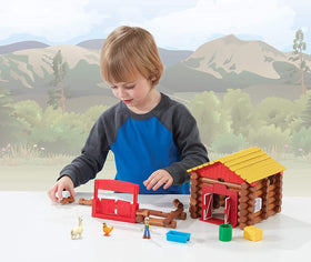Basic Fun Lincoln Logs working barn door and gate for interactive pretend farming