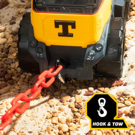 Tonka Next Gen truck with front and rear towing connections supports cooperative construction play.
