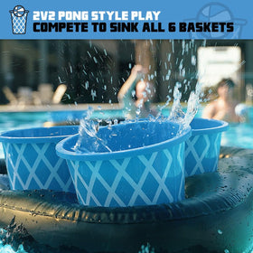 BasketPong H2O backyard pool game ideal for lawn, beach, or patio.