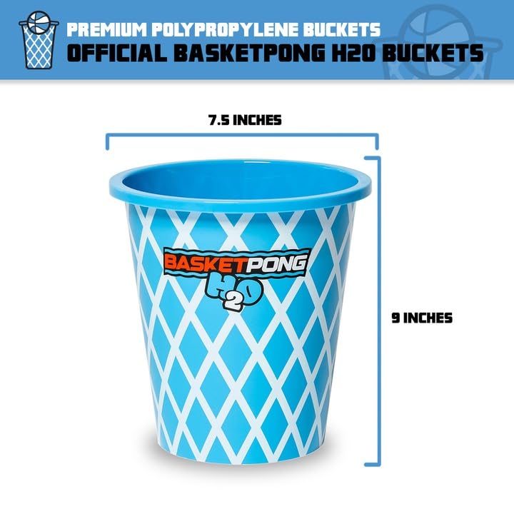 BasketPong H2O inflatable floats providing buoyant surfaces for players.