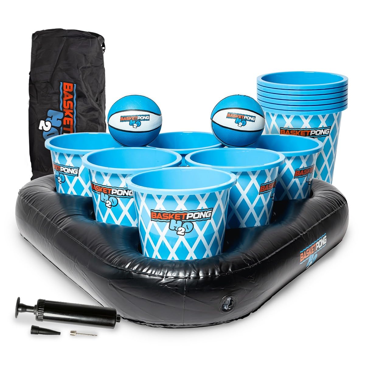 BasketPong H2O pool-pong buckets in action for fast setup and backyard fun.