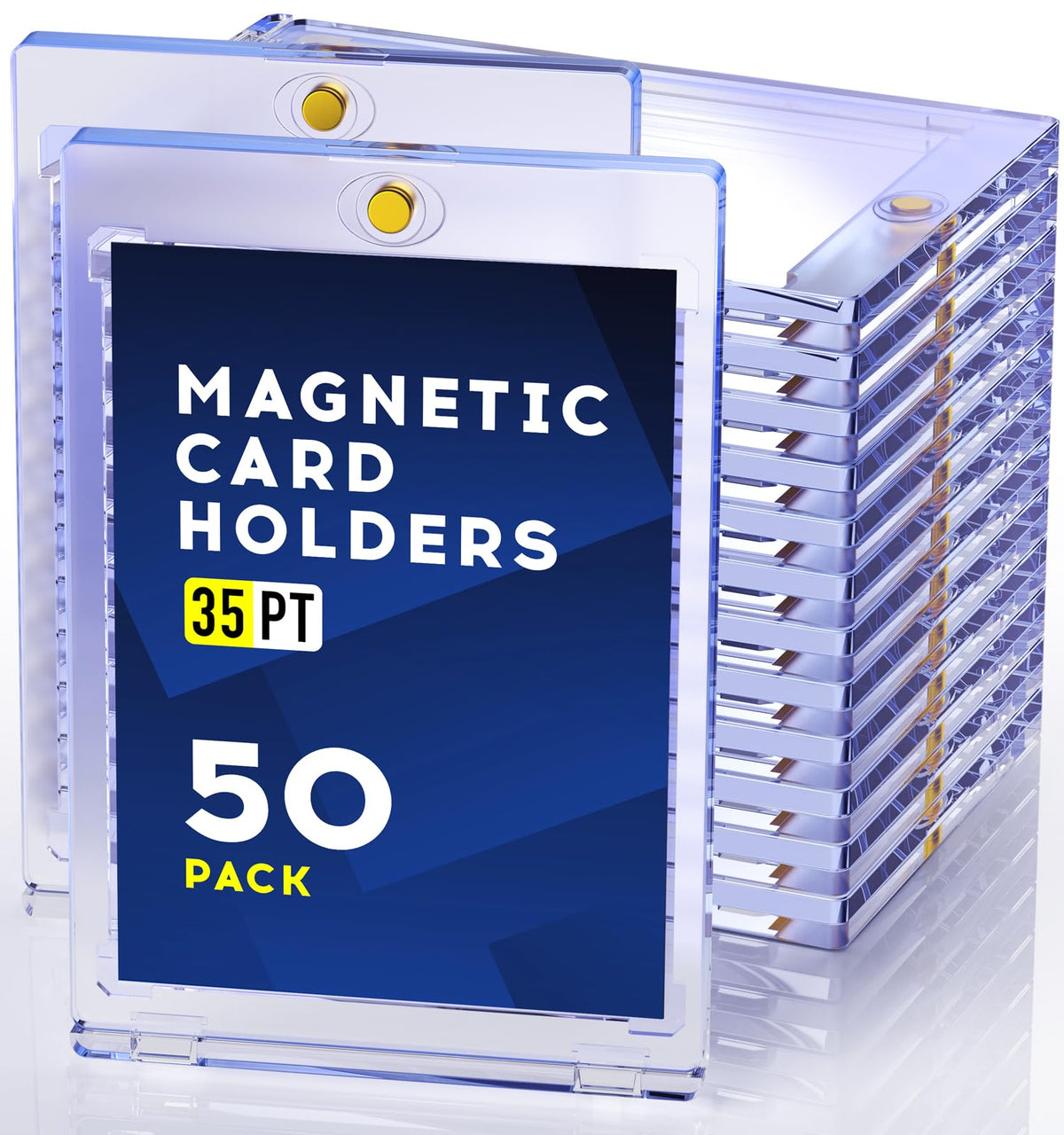 Basthalan 50ct magnetic card holder open lid for quick card access.