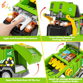 BASUN dumpster and trash bins included for realistic, engaging play.