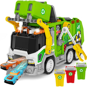 BASUN large friction-powered garbage truck toy, front view, ideal for imaginative play.
