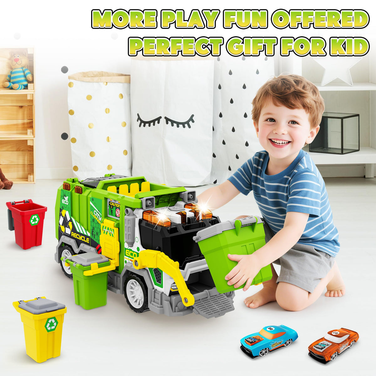 BASUN gift-ready trash truck set for birthdays and holidays.