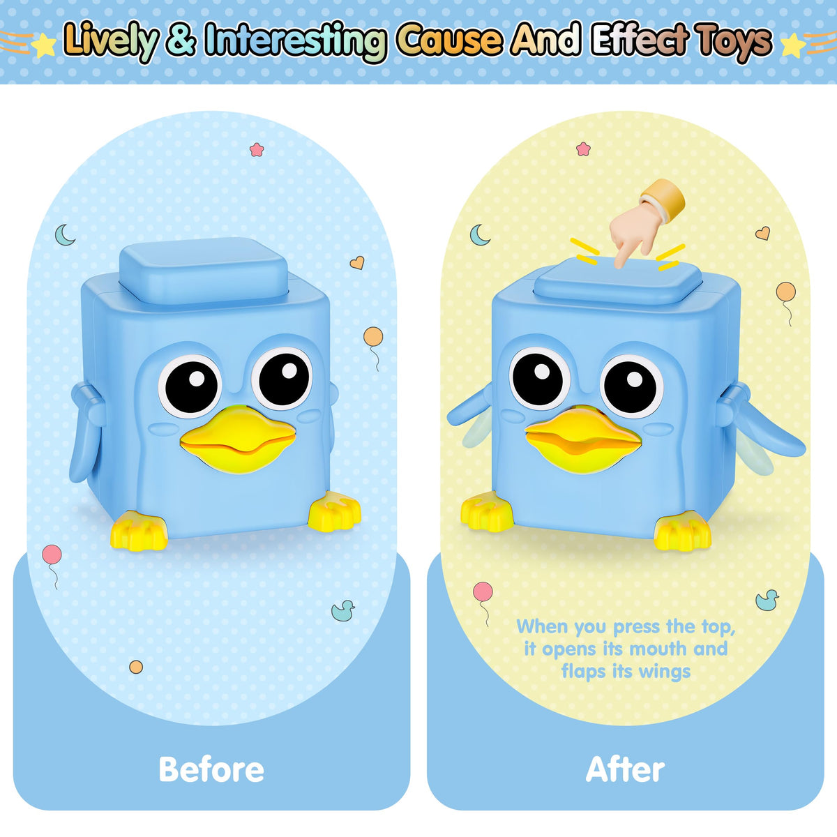 BASUN duck stacking toy expressive faces support fine motor play