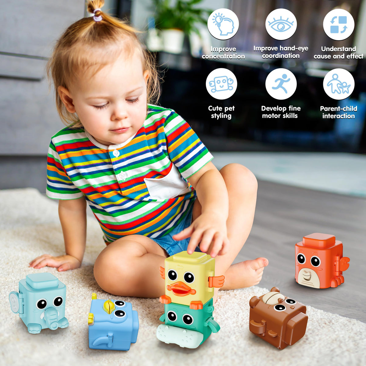 BASUN elephant stacking toy expressive motions aid coordination during fun