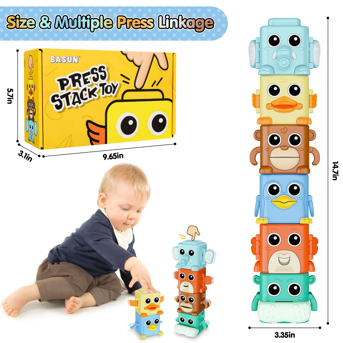 BASUN penguin stacking toy moving features encourage sequencing