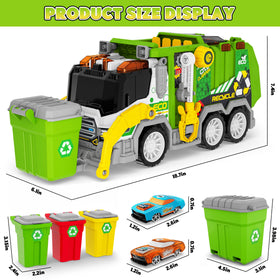 BASUN garbage truck in action with front-dump bucket boosts pretend play.
