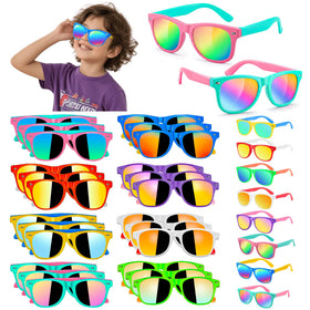 Basytodio 24-pack kids sunglasses in neon colors for sunny days and party favors