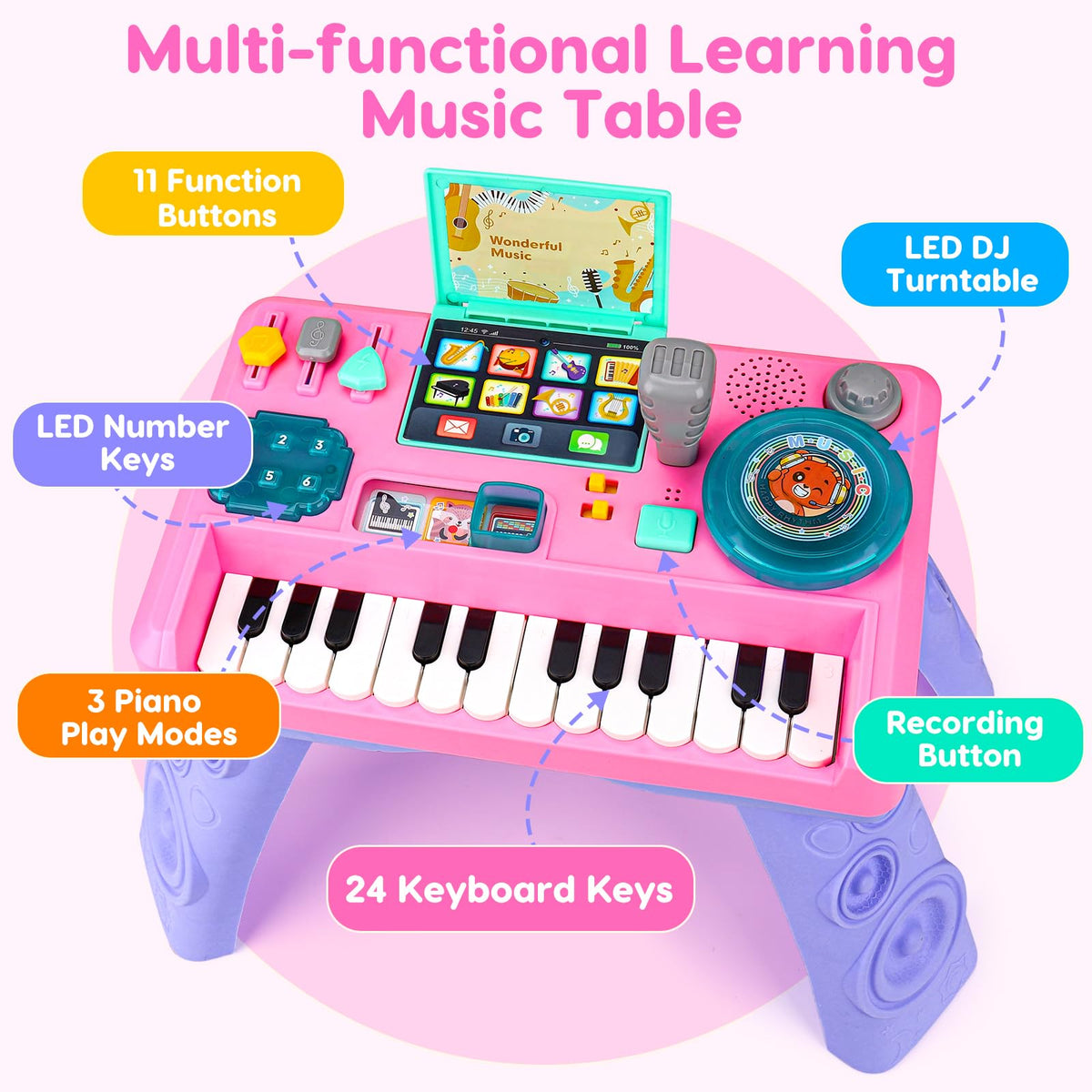 Basytodio Baby DJ Table sturdy legs for durable floor or table play.